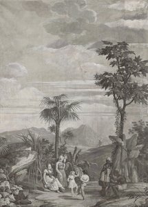 The Children Dance, tapéta panel a "Paul et Virginie" sorozatból, Dufour & Cie, 1823 körül