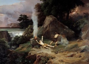 Abel Cain féltékeny halála megöli testvérét, Ábelt. Jean Charles Remond (1795-1875) festménye 1838 V. 2,65x3,98 m Montpellier musee Fabre