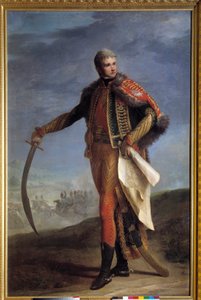 Jean Lannes (1769-1809) Montebello hercegének portréja, Jean Charles Nicaise Perrin (1754-1831) birodalmi festészetének marechalja. 1804-1809. Homályos. 2,1x1,4 m. - Jean Lannes (1769-1809) Montebello hercegének, a Birodalom marsalljának egész alakos portr alkotó: Jean Charles Nicaise Perrin