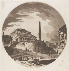Kilátás a Rotundára a Tiberis lépcsőivel, 1766.