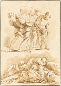 Aranyborjú és Krisztus imádata az Olajfák hegyén alkotó: Jean Claude Richard de Saint Non after Jean Honoré Fragonard after Jacopo Tintoretto