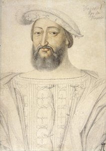 I. Ferenc (1494-1547), francia király par Clouet, Jean (kb. 1485-1541) portréja. Fekete kréta és szangvinikus papíron, méret: 31,6x22,5, 16. század első fele, Állami Ermitázs, Szentpétervár