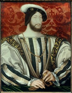 I. Ferenc (1494-1547) francia király portréja (a Szent Mihály-rend gallérjával) olaj, fa, kb. 1530