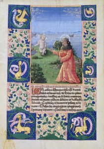 Ms Lat. Q.v.I.126 f.94v Orléans-i Lajos (1462-1515) imádkozik a Gyermek Krisztus előtt, Louis dOrleans óráinak könyvéből, 1469