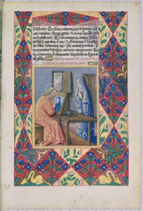 Ms Lat. Q.v.I.126 f.99 Szent Lukács Szűz Máriát festve, Louis dOrleans óráinak könyvéből, 1469 alkotó: Jean Colombe