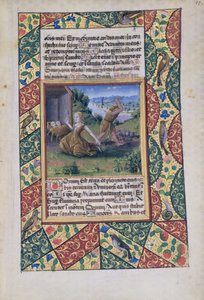 Ms Lat. Q.v.I.126 fol.15 Ádám és Éva fáradozása, Louis dOrleans óráinak könyvéből, 1490 alkotó: Jean Colombe