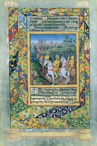 Ms. Lat. Q.v.I.126 fol.28v Az izraeliták hadserege, Louis dOrleans óráinak könyvéből, 1490 alkotó: Jean Colombe
