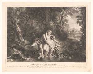 Hermaphroditus átölelte Salmacis Salmacis és Hermaphrodite. (cím a tárgyon)