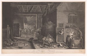 Egy parasztház belseje La Ménagere Flamande (cím a tárgyon) alkotó: Jean Daullé