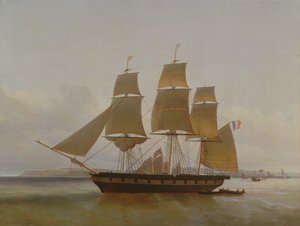 Háromárbocos csónak, Le Havre kikötőjében, 1846 alkotó: Jean Dominique Drouin