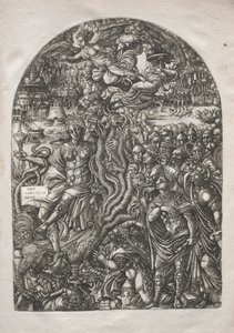 Az Apokalipszis: Babilon, a parázna, a hétfejű fenevadon ülve, 1546-1556. alkotó: Jean Duvet
