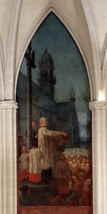 Michel le Nobletz (1577-1652) prédikációja egy bretagne-i templom előtt - Fresco, Saint Corentin katedrális (Saint-Corentin), Quimper
