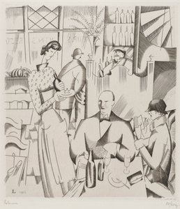 Vacsora a Bistóban (Le diner chez le bistrot), 1923 (metszet szőtt papírra)