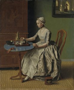 Egy holland lány reggelinél, 1756 körül (olaj, vászon) alkotó: Jean Étienne Liotard