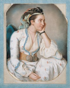 Török ruhás nő, a 18. század közepe. alkotó: Jean Étienne Liotard