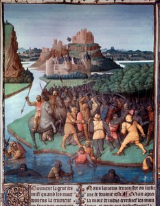 Zsidók és macedónok csata Miniatűr „Az ókori zsidók könyvéből” (Judaic Antiquities), Jean Fouquet (1420-1481) 15. századi Párizs, B.N. alkotó: Jean Fouquet