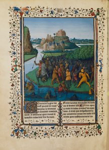 A Makkabeusok csatája Bakchidész ellen, miniatűr Ms fr 247 folio 270 alkotó: Jean Fouquet