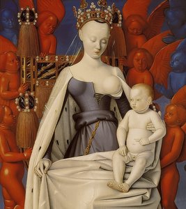 A trónoló Madonna Krisztus gyermekével. Melun diptichonja, jobb szárny. 1450 körül
