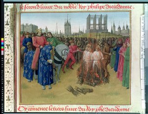Ms Fr.6465 f.236 Az eretnekek könyörgése 1210-ben (pergamen) (lásd még 51339) alkotó: Jean Fouquet