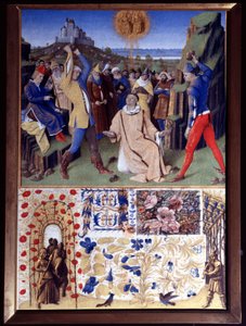 Szent István mártíromsága megkövezéssel Miniatűr Jean Fouquet (1420-1477/1481) Etienne Chevalier óráinak könyvéből alkotó: Jean Fouquet