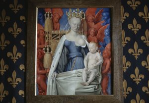 a szeráfokkal és kerubokkal körülvett Madonna festmény nézete a Loches-i kastélyban, Franciaország (fotó) alkotó: Jean Fouquet