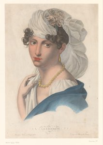 Nő arany fülbevalóval, nyaklánccal és fehér fátyollal La Légéreté (cím a tárgyon) alkotó: Jean Francois Badoureau