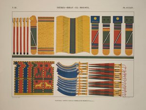 Különféle egyiptomi fegyverek, Théba, Biban-el-Molouk, illusztráció a "Monuments de L"Egypte et de la Nubie-ból, 1845