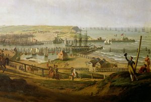 Napóleon látogatása a boulogne-i táborban 1804 júliusában, a kikötő részlete, 1806