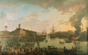 Brest kikötőjének kilátása a fedett dokkokból 1795-ben, 1795-ben
