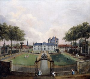 Kilátás a Chateau de Mousseaux-ra és kertjére,