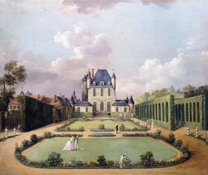 Kilátás a Chateau de Mousseaux-ra és kertjére,