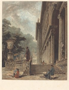 A Palazzo Medici oszlopcsarnoka és kertjei A Palazzo Medici oszlopcsarnoka és kertjei, c. 1776. alkotó: Jean Francois Janinet