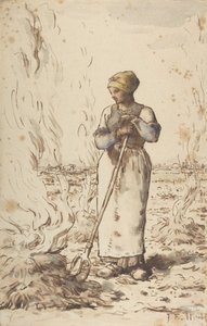Egy füvet égető nő, 1830-75 alkotó: Jean Francois Millet