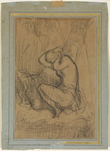 Fiatal nő feltűzi a hosszú haját a fürdő után alkotó: Jean Francois Millet