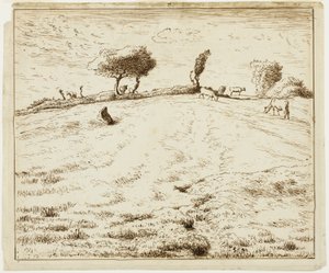 Táj - domboldal, Gruchy, Normandia alkotó: Jean Francois Millet