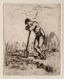Férfi egy ásóra támaszkodva alkotó: Jean Francois Millet