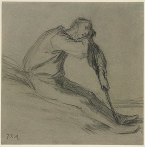 Ülő paraszt, aki kapán pihen alkotó: Jean Francois Millet