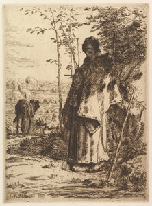 Pásztorlány kötés, 1862. alkotó: Jean Francois Millet