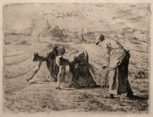 A gyűjtögetők (metszet) alkotó: Jean Francois Millet