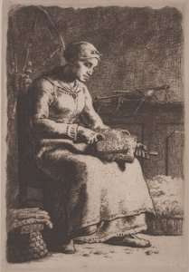 The Wool Carder, 1856 körül (rézkarc) alkotó: Jean Francois Millet