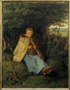 A kötő Jean Francois Millet (1814-1875) festménye 1858 V. 0,39x0,29 m Párizs, Muse d