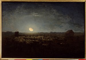 A juhpark, holdfény. Jean Francois Millet festménye (1814-1875) alkotó: Jean Francois Millet
