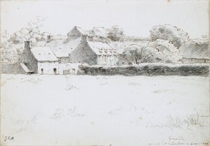 Kilátás a mezőgazdasági épületekre, 1871. augusztus 6 alkotó: Jean Francois Millet