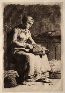 Gyapjú kártoló nő alkotó: Jean Francois Millet