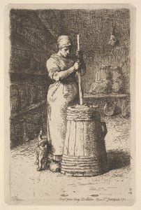 Vajat forgató nő, 1855-56. alkotó: Jean Francois Millet
