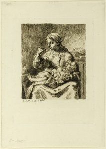 Nő eteti a gyermekét alkotó: Jean Francois Millet