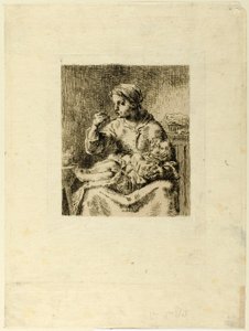 Nő eteti a gyermekét alkotó: Jean Francois Millet