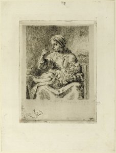 Nő eteti a gyermekét alkotó: Jean Francois Millet