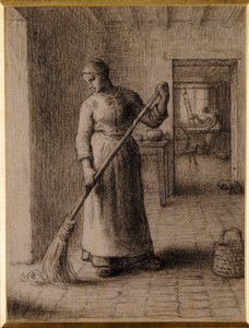 Nő söpri haza alkotó: Jean Francois Millet