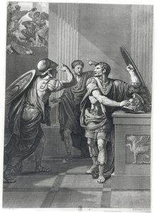 Arcan and Mithridate, illusztráció Jean Racine (1639-99) „Mithridate” című művéből, Massard metszete